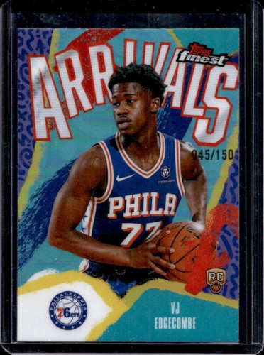 2025-26 Topps Finest VJ Edgecombe Arrivals RC Sky Blue Refractor #/150 76ers