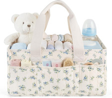 Baby Diaper Caddy Organizer with Portable Changing Mat-Portable Baby Organize...