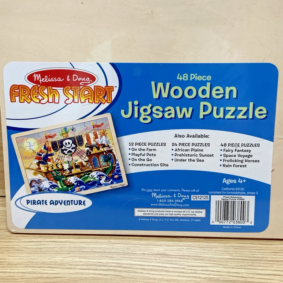 Melissa & Doug Pirate Adventure 48 Pc Wooden Jigsaw Puzzle Fresh Start Kids - Image 3 of 4