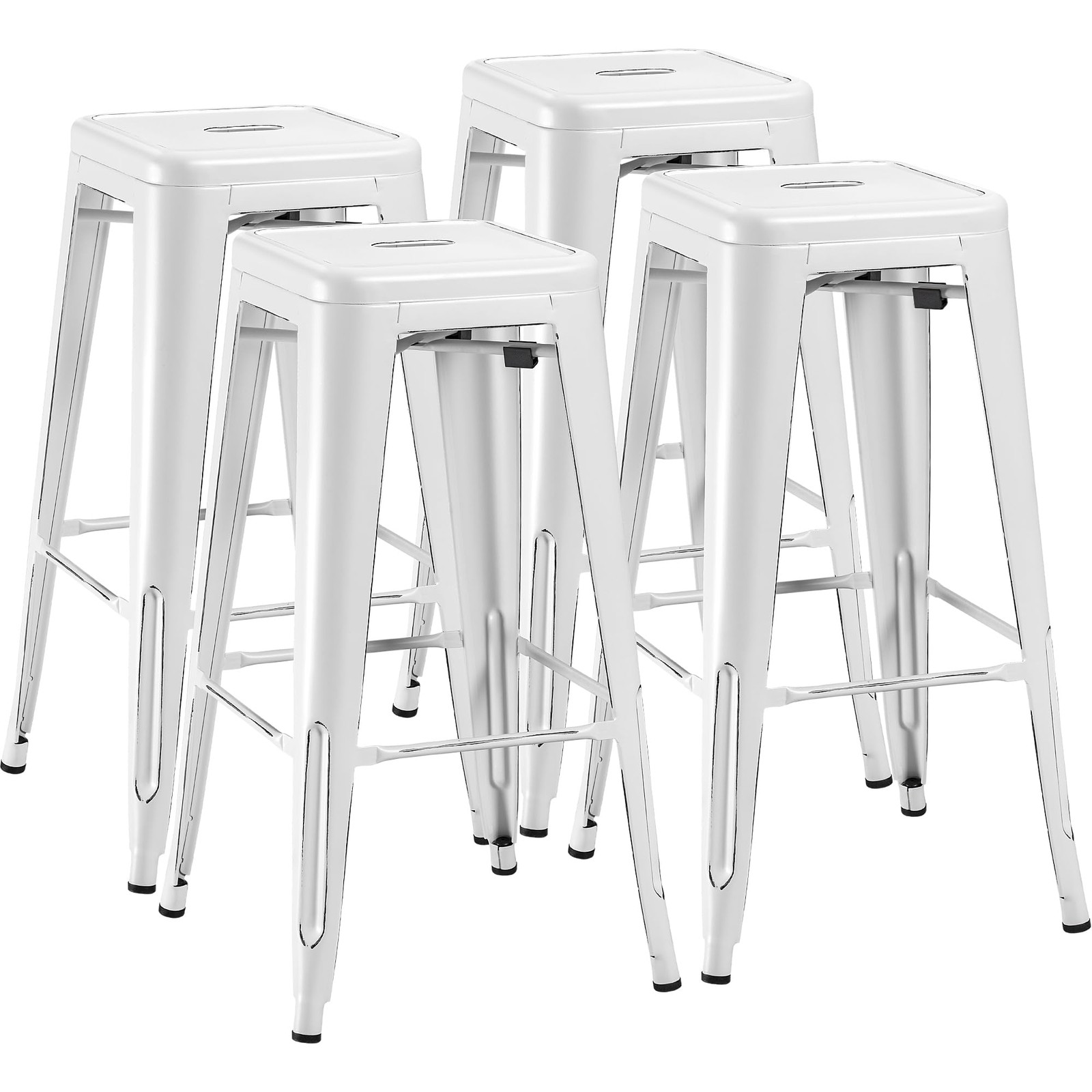 Metal Bar Stools Set of 4 30 Inch Counter Height Backless Industrial Stackable