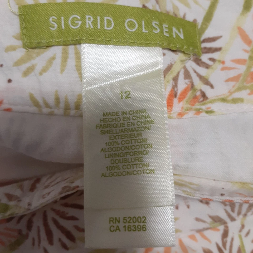 Sigrid Olsen Women’s Floral Print Cotton A-Line Skirt Size 12 - Image 3 of 4