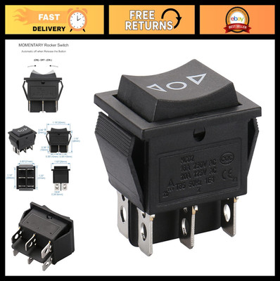 DPDT Momentary Rocker Switch 6-Pin 3 Position Snap-in Toggle 20A 125VAC - 10 Pac