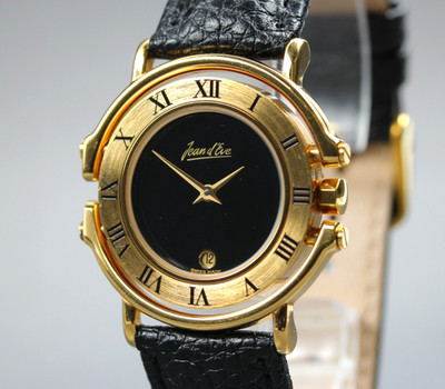 Rare Vintage [ N MINT+ ] Jean d'eve Gold Roman Men's Watch Quartz From JAPAN