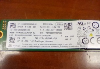 SK hynix bc711 256gb NVMe SSD