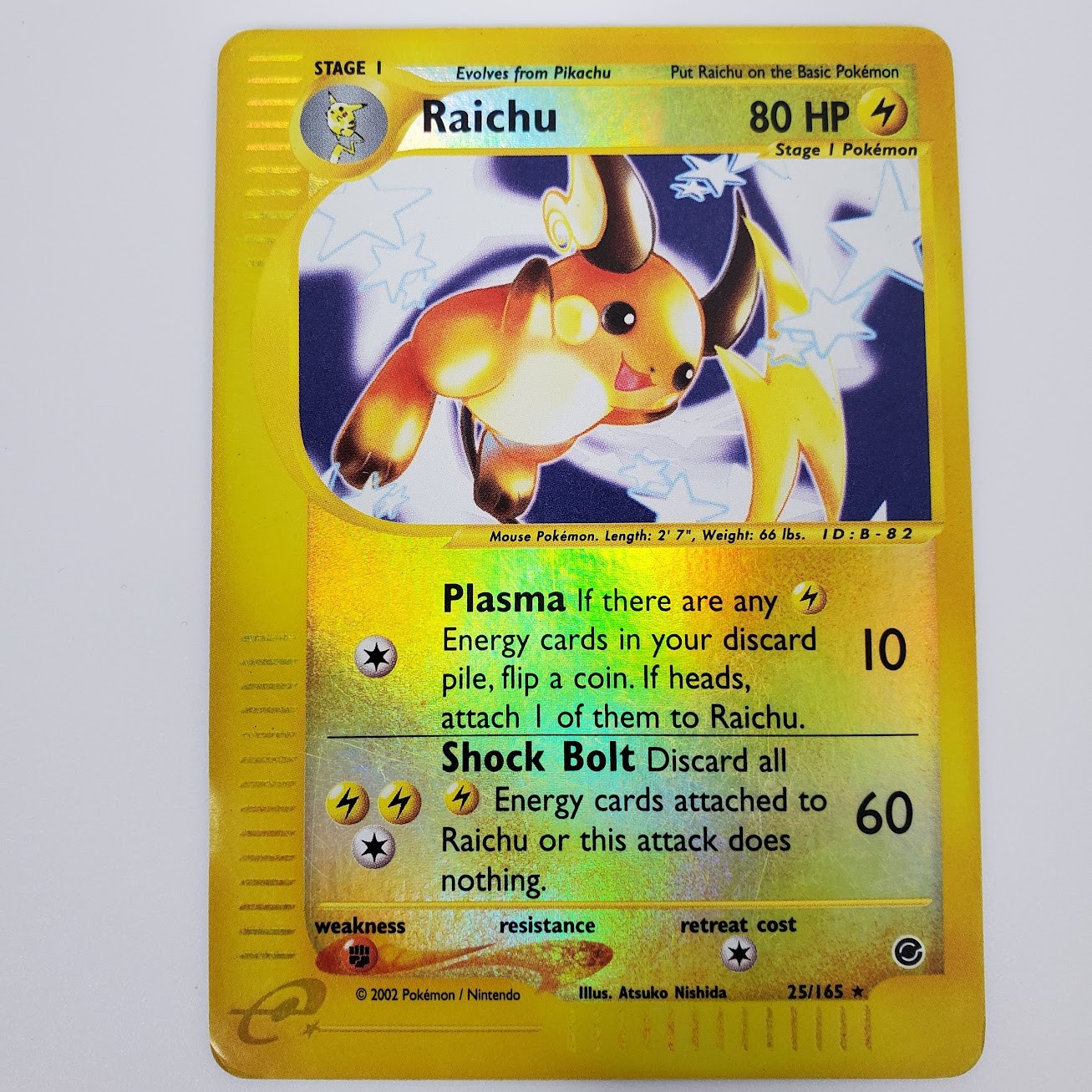 Pokemon TCG Raichu Expedition Base Set Reverse Holo Card 25/165