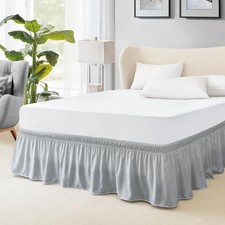 FreshCulture King Bed Skirt, Dust Ruffle for King Size Bed, Easy Fit with 18-...