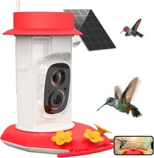 CETIE HUMMINGBIRD FEEDER CAMERA AI SMART IDENTIFICATION - RED/YELLOW/CLEAR
