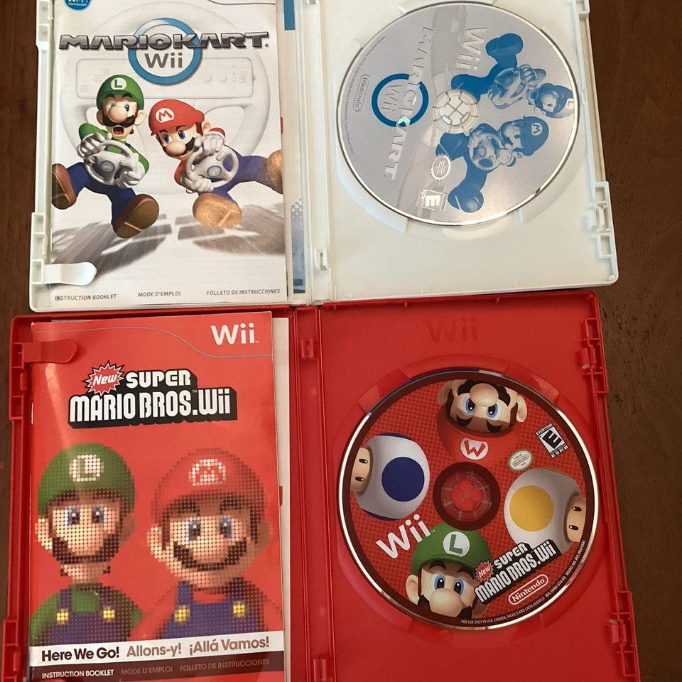 Nintendo Wii Mario Kart Plus Racing Wheels & Super Mario Bros Game Disc Works - image 2 of 4