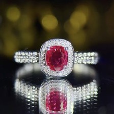 18k Gold Jewelry Diamond 0.6CT Ruby Natural