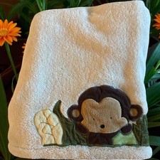 Kids Line Brown Monkey Fleece White Ivory Baby Blanket Vines Green Lovey-
