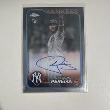 Everson Pereira 2024 Topps Chrome RC Auto #RA-EP Yankees Rookie Autograph Card. rookie card picture