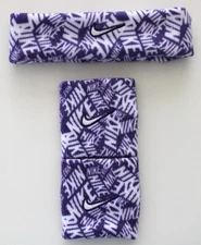 Nike Swoosh Headband & Wristbands Set Singlewide Adult Court Purple/White