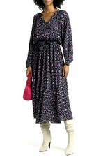 Isabel Marant Etoile 625 Long Sleeve Boho Print Midi Dress Romantic