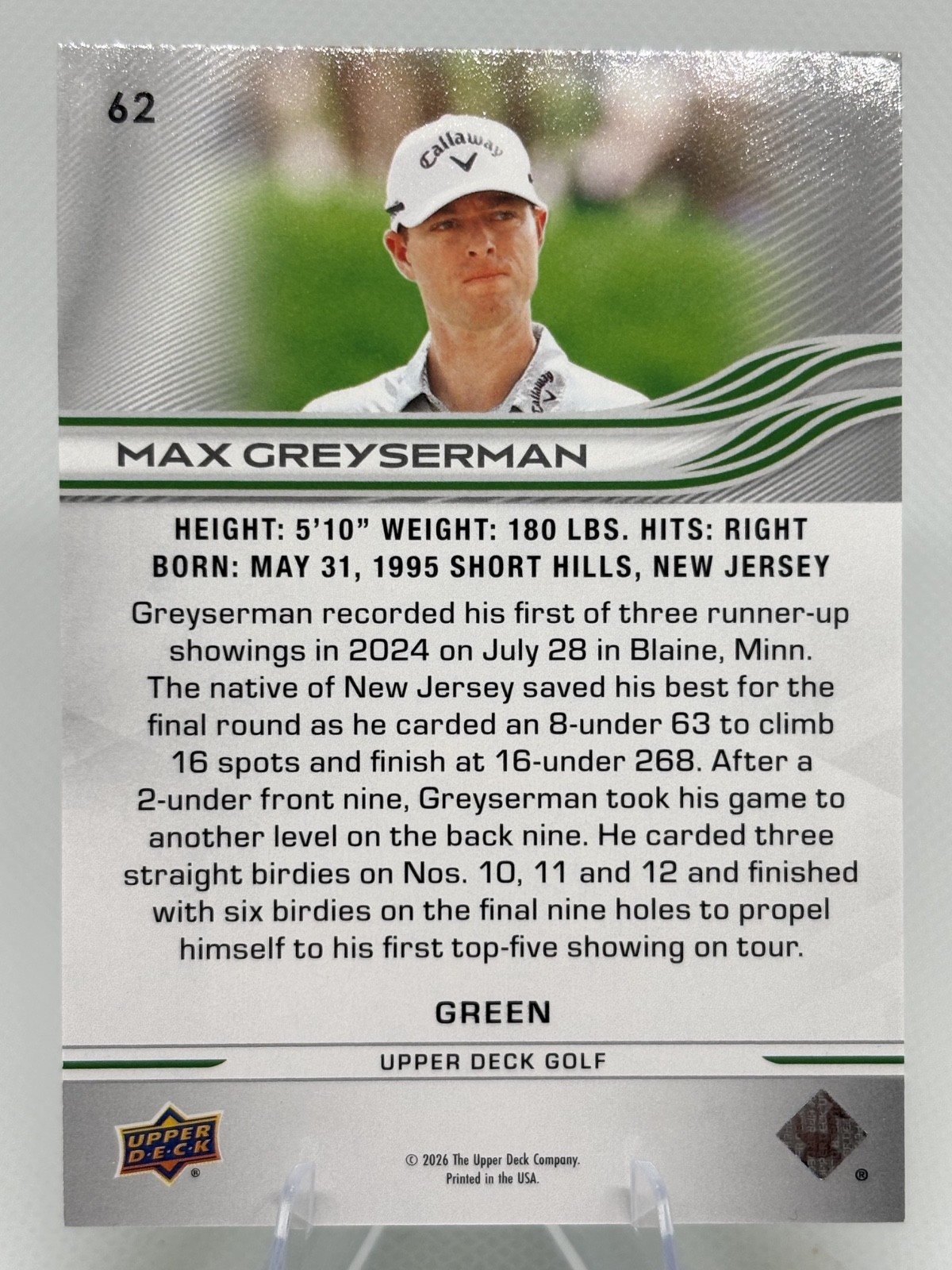 #19 Denny McCarthy - 2026 Upper Deck - Green Refractor