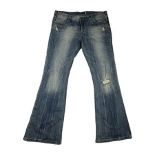 Vigoss Juniors Size 13 Jeans Embellished Pockets Distressed Denim Bootcut