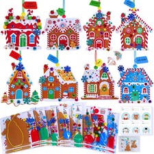 24 Sets Christmas Craft Kits DIY Gingerbread House Ornaments Foam Stickers