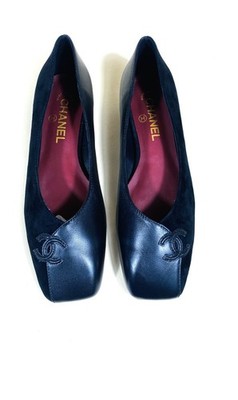 Chanel Schwarz Ballerinas aus Veloursleder mit CC-Logo   Größe 40