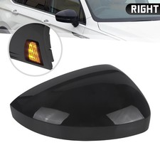 Right Side Mirror Cover Cap Gloss Black For VW Tiguan 2018-23 assit light model