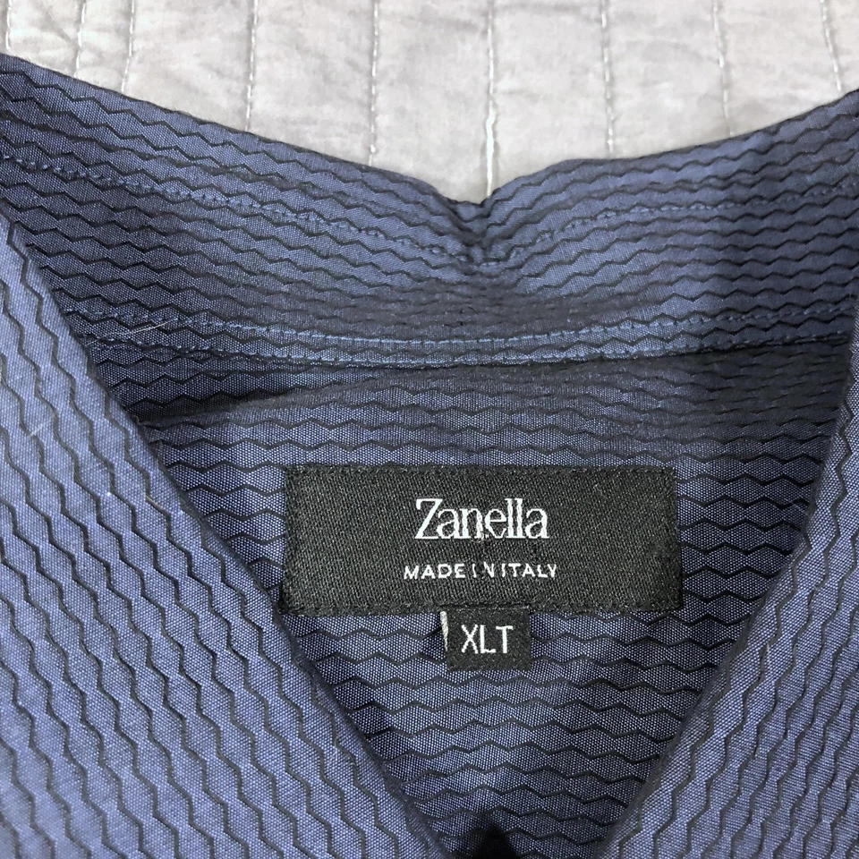Zanella Shirt Mens XLT Blue Made in Italy Tall Dress Button Down Long Sleeve - Image 3 of 4