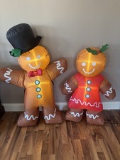 Inflatable Christmas gingerbread man and woman yard Decorations LED Light Up