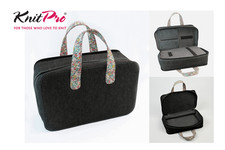 KnitPro Bloom: Doktortasche, schwarze Denim mit Aufdruck 15 x 38 x 24 cm