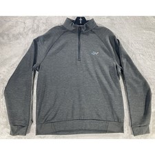 Greg Norman 1/4 Zip Pullover Men's Size Medium Black Shark Logo 100 Polyester