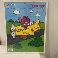 vintage 1993 Milton Bradley 25-piece frame tray puzzle featuring Barney