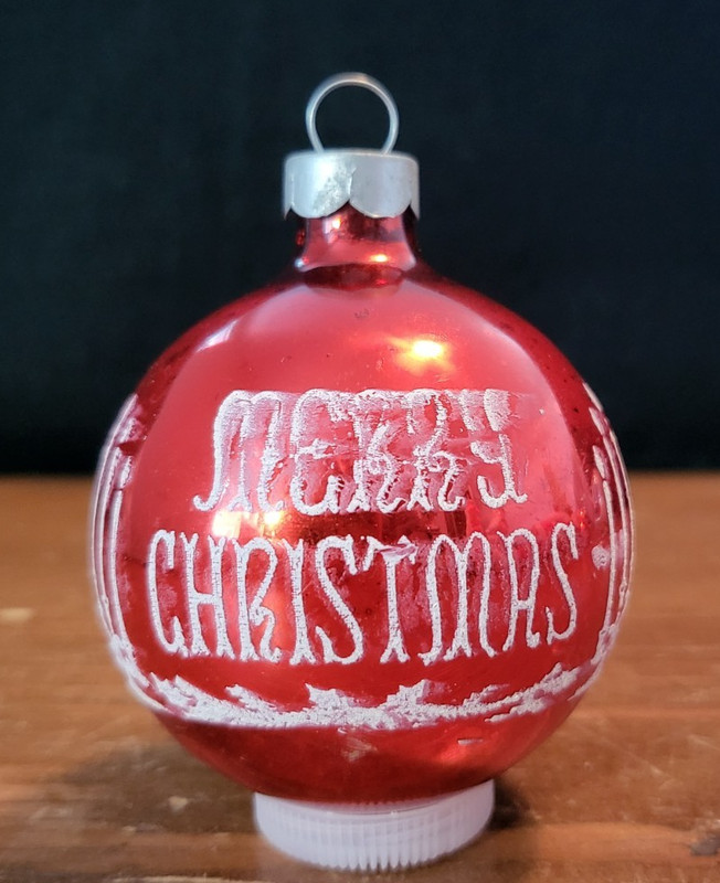 Vintage Red Mercury Glass “Merry Christmas” Candles Shiny Brite Ornament