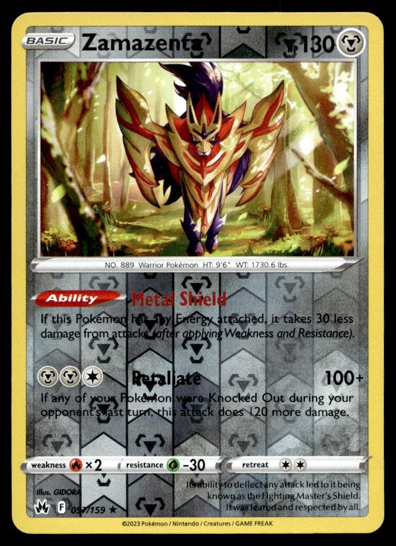 Zamazenta 97/159 Pokemon Card Crown Zenith Rare 130 HP Lightly Played N23