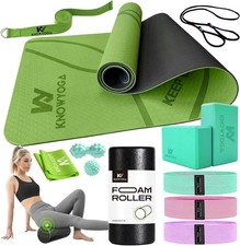 Yoga Starter Kit 12 in 1 - Yoga Set Include Yoga Mat, Foam Roller, 4 Resistance