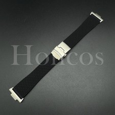 Replacement Black Mesh Rubber Band Watch Strap Fits for Tissot PRX Clasp Adapter