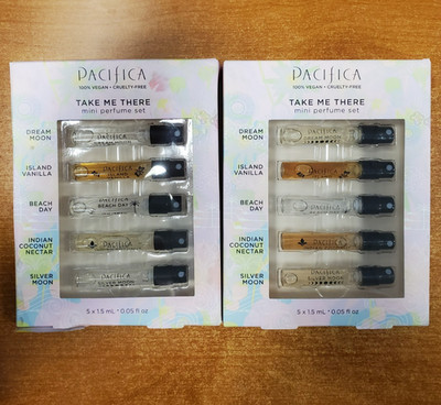 2 Sets: Pacifica Take Me There Mini Perfume Set 5 Perfumes ea. 0.05oz E10C