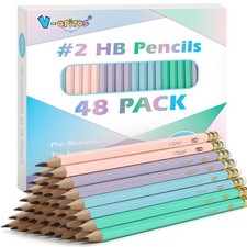 V-Opitos Wood-Cased 2 HB Pencils, 48 Pack 1 Count Pack of 48 , Black
