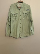 Columbia PFG Super Bahama Omni-Shade Fishing Shirt Men  s Large Green Plaid
