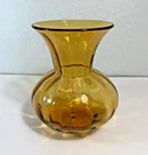 Vintage BLENKO 706 Small Vase by Joel Myers Amber Wheat Optic MCM Art Glass NICE