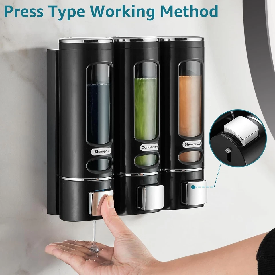 Dispensador de champú y acondicionador, dispensador de champú de ducha 3 cámaras Foto 2 de 4