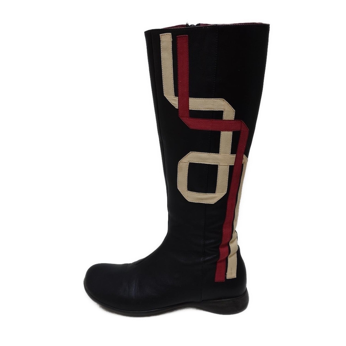 Auth CAMPER Black Cream Red Leather Women's Boots