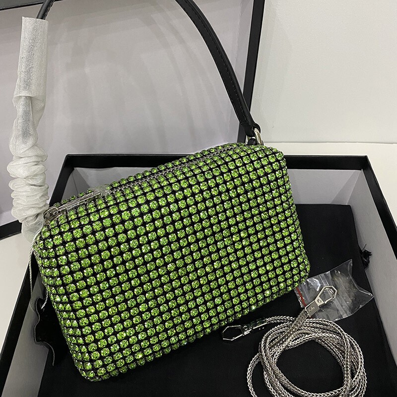 2023 Nuevo Bolso de Hombro para Mujeres Niñas Completo Estrás Brillante Brillante Bolso de Mano con Cadena