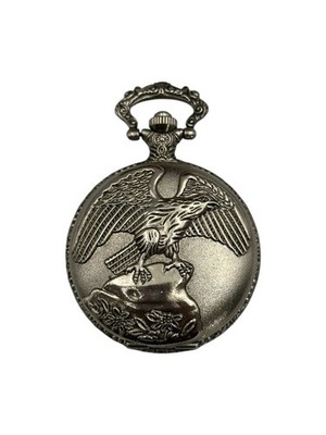 Hanslin Quartz Eagle Pocket Watch Men s Silver Tone Not Tested