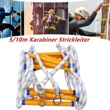 5/10m Feuerleiter Strickleiter Feuerfeste Rettungsleiter +2 Karabiner Notleiter