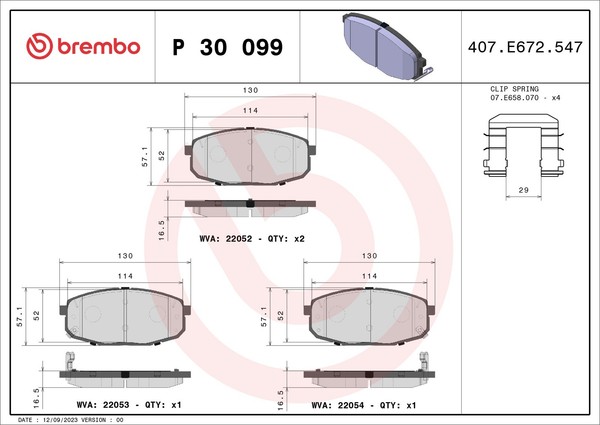 Bremsbelagsatz Scheibenbremse Prime Brembo P 30 099 FüR Hyundai Kona OS OSE OSI-image