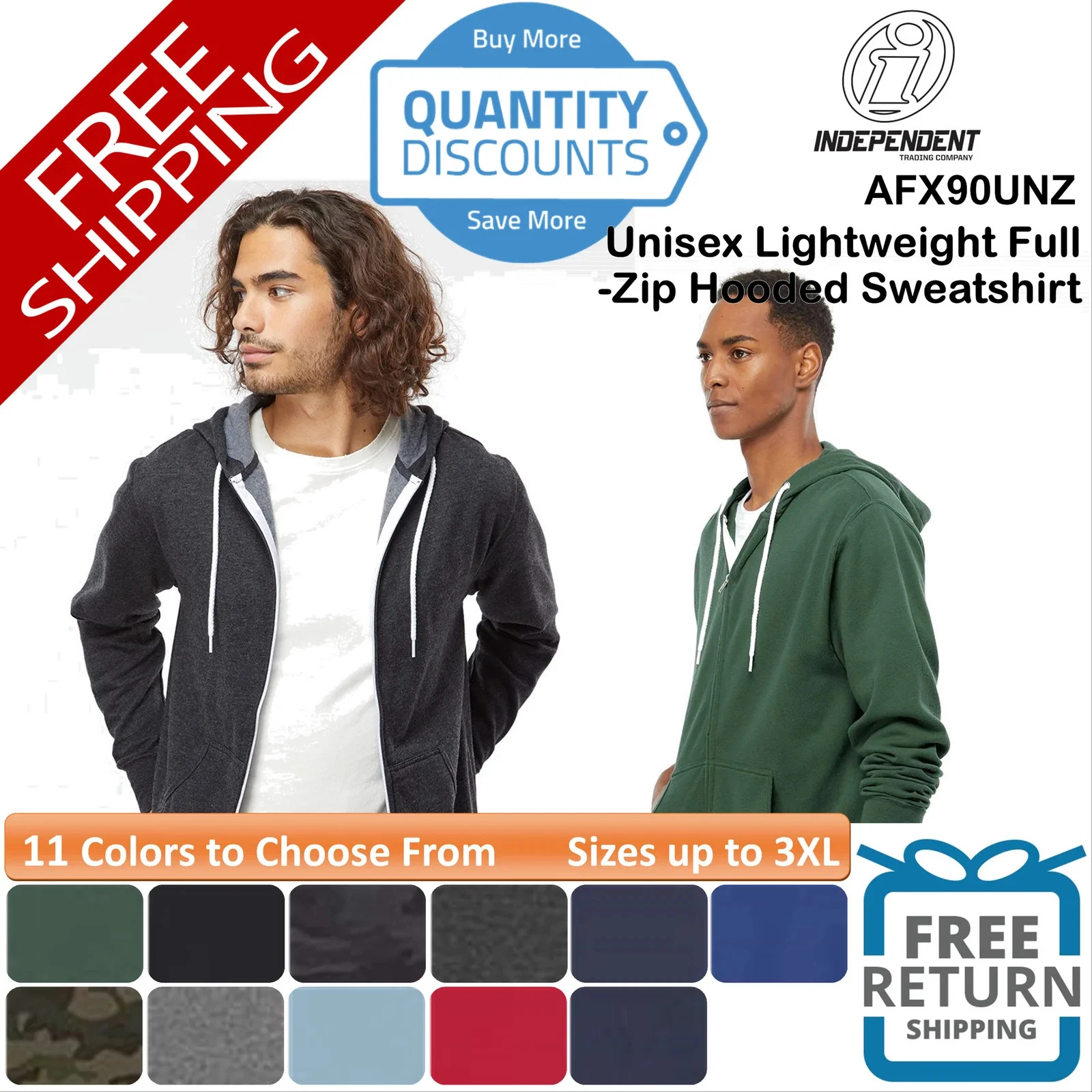 🔥 Independent Trading Lightweight Full-Zip Hooded Sweatshirt Up To 3XL AFX90UNZ
Opens in a new wind