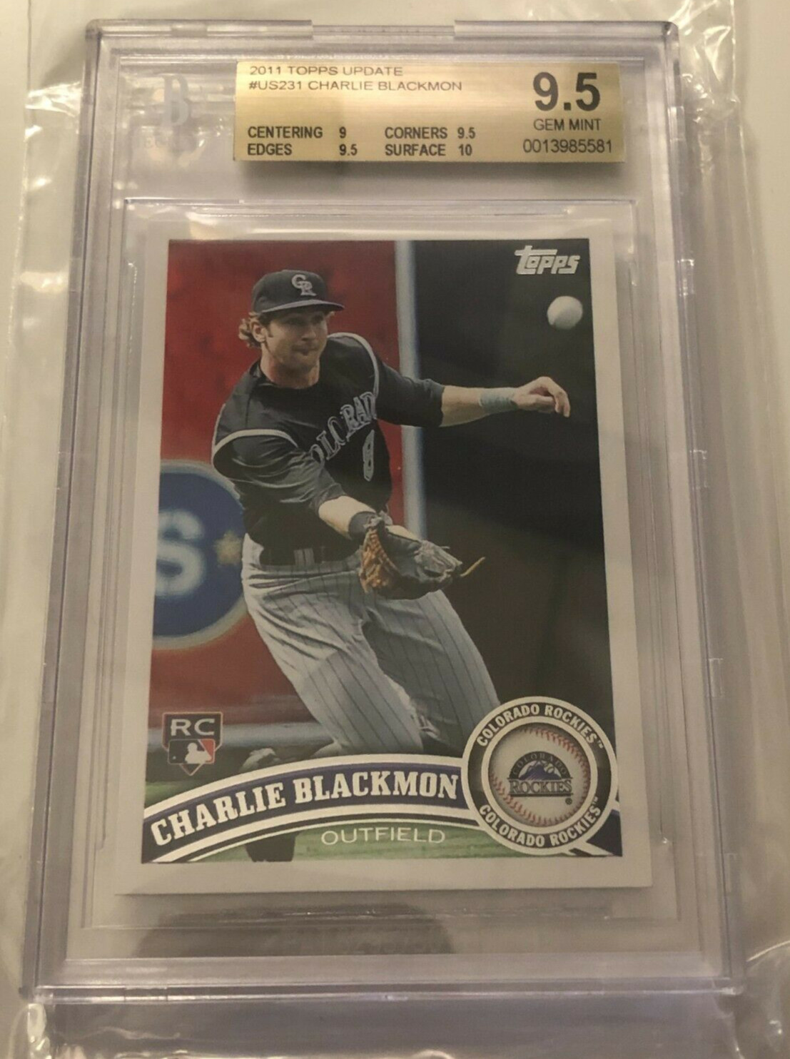 2011 Topps Update #US231 Charlie Blackmon RC BGS 9.5 Gem Mint 9|9.5|9.5|10