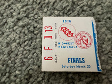1976 NCAA Midwest Regional Finals Basketball Ticket Michigan Wolverines Mizzou