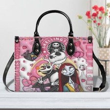 Personalized The Nightmare Before Christmas Leather Handbag, Valentine Gift 
