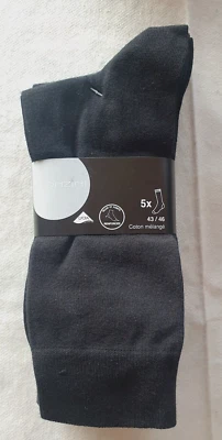 5 paires de chaussettes noires 43/46 neuves marque Bronzini - Photo 1/2