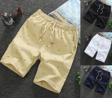 Casual Men Sport Shorts Summer Beach Joggers Pants Twill Cotton Slim Fit