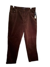 Bill Blass Jeans NWT W-14 P Slick Soft Corduroy Pants Stretch Burgandy High Rise