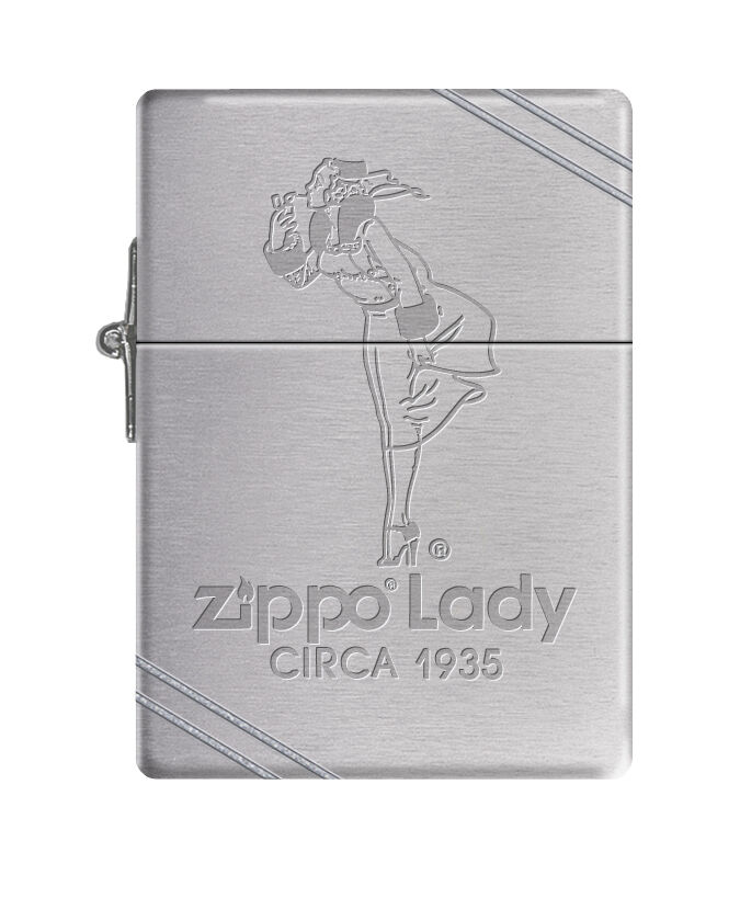 New Zippo Windproof Replica 1935 Lighter Zippo Lady, Engraved 1935 Windy 41566, NIB.