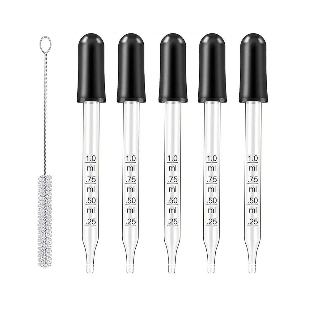 Eye Dropper For Essential Oils, Pipettes Dropper With Black Rubber Head, Calibra